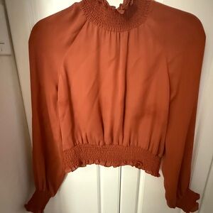 Cinq à Sept Terracotta Smocked Blouse